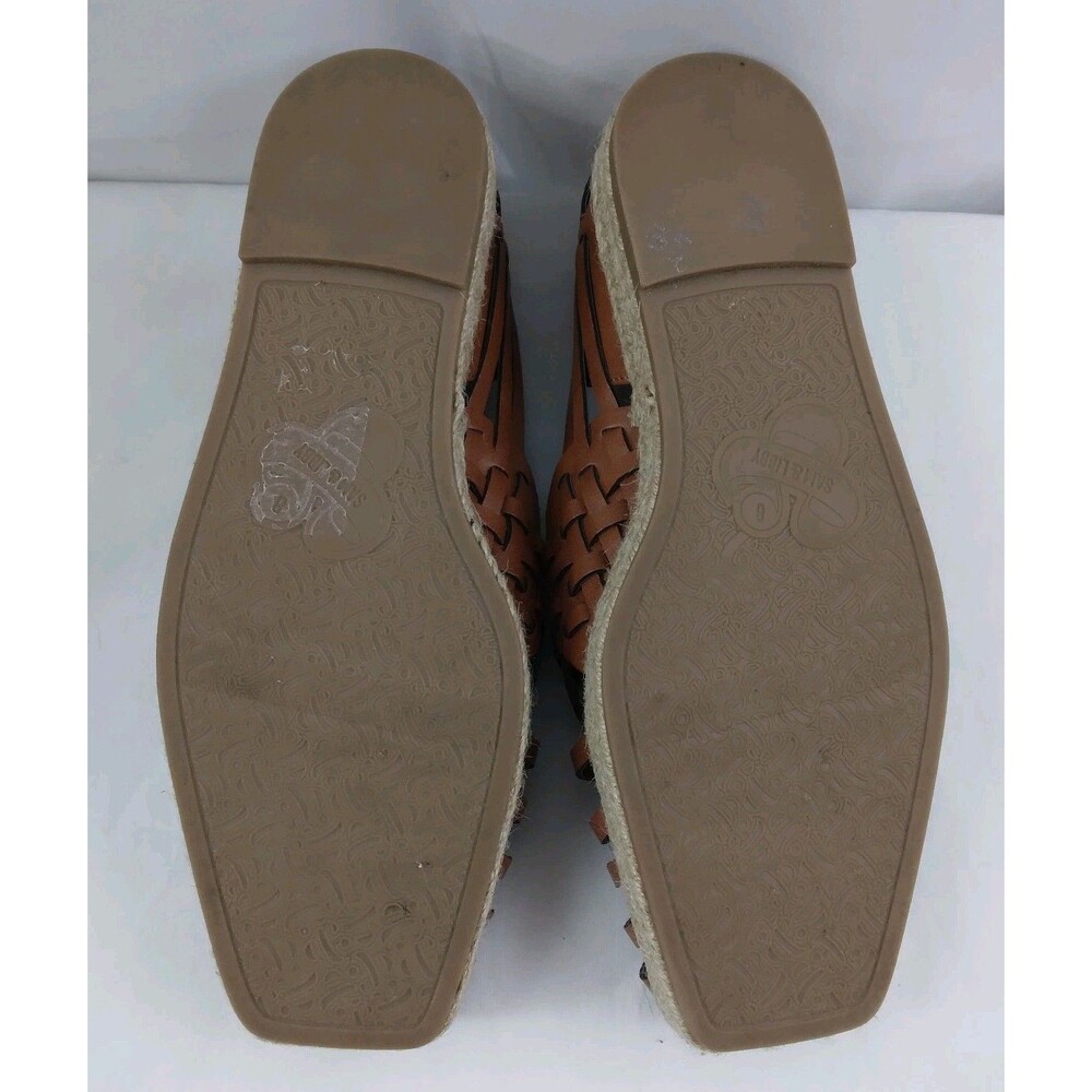 Sam & Libby Woven Espadrille Loafers Cognac Brown Square Toe Coastal Boho 8 - Picture 10 of 10